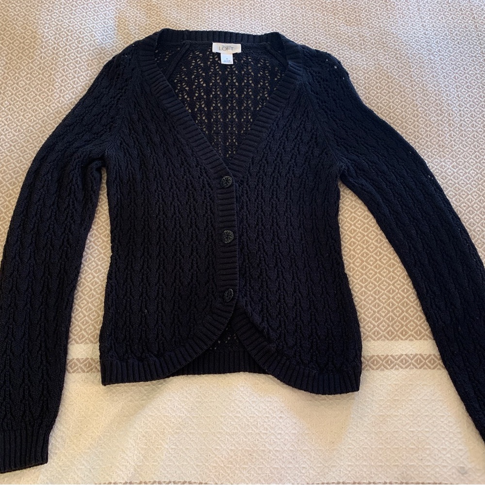 Ann Taylor Loft Black Knit Cardigan